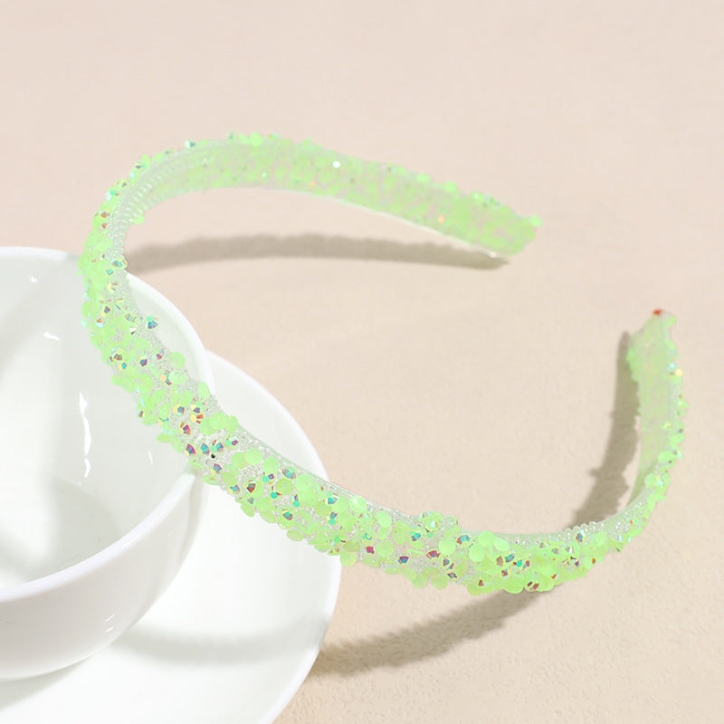 Simple Classic Solid Color Resin Inlay Jelly Rhinestone Hairband