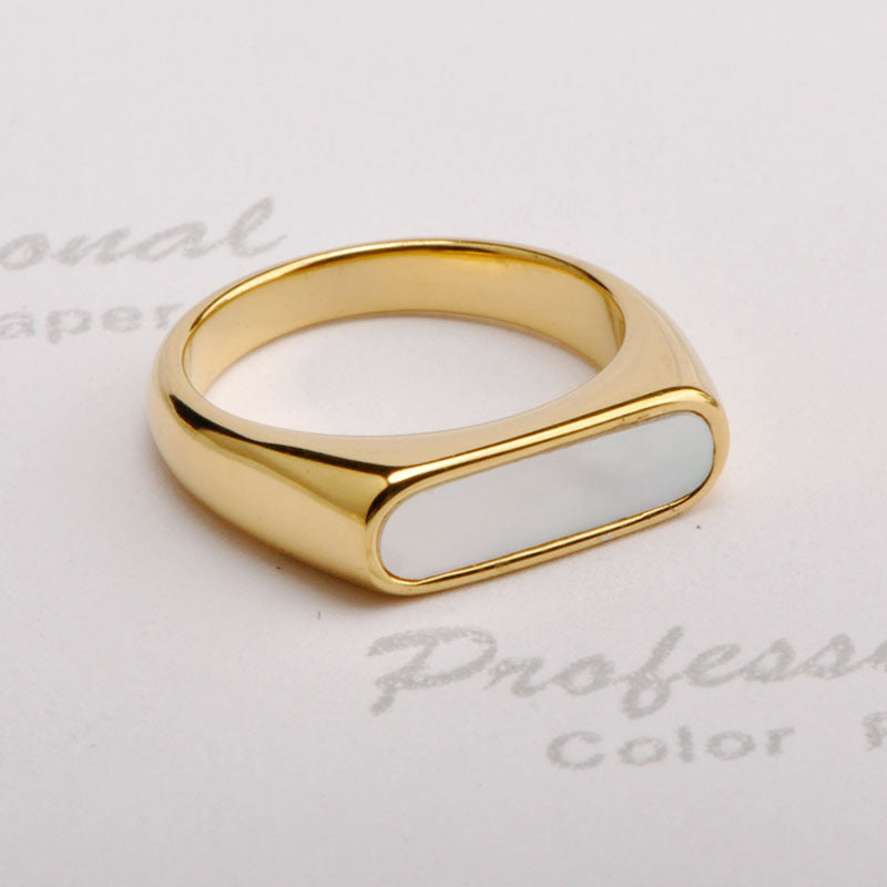 Simple Geometric Titanium Steel Shell Inlay Ring