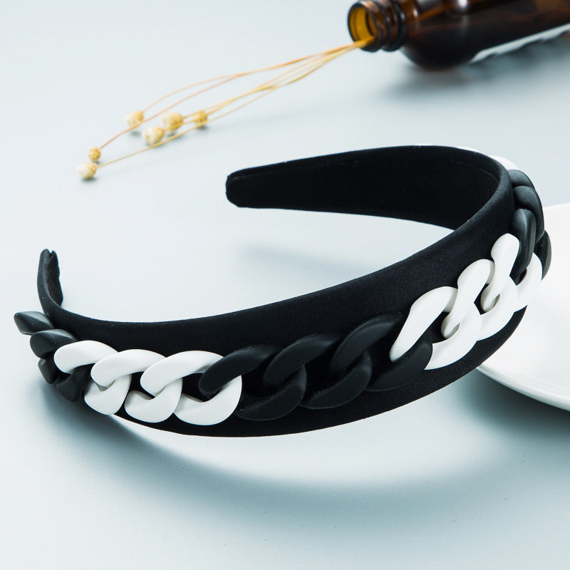 Pastoral Style Wide Color Chain Hairband