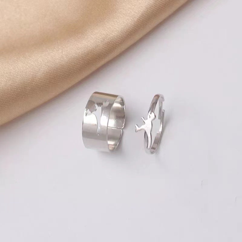 Fashion Geometric Hollow Adjustable Dinosaur Ring Set - Trendy Minimalist Jewelry