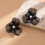 Retro Flower Alloy Copper Stud Earrings with Imitation Pearl - European Pastoral Style