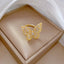 Retro Adjustable Butterfly Zircon Brass Ring Set