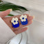Klein Blue C Shape Alloy Stud Earrings - Niche Simple Design Korean Style for Women