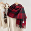 Women's Classic Plaid Tassel Scarf - Unisex Warm Shawl Wrap