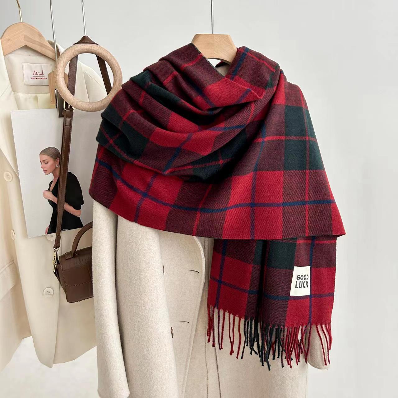 Women's Classic Plaid Tassel Scarf - Unisex Warm Shawl Wrap