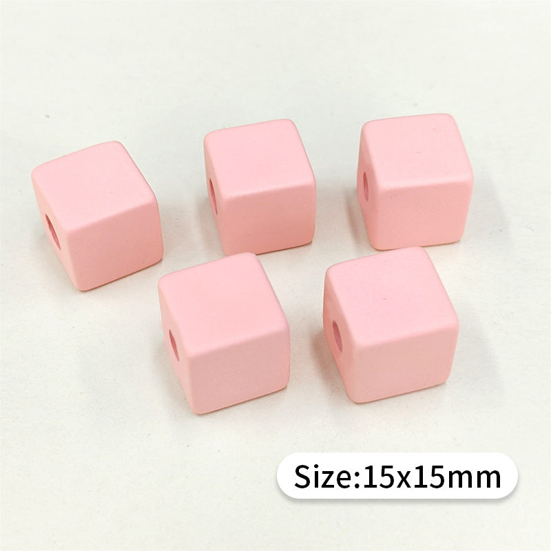 Geometric Color Square Resin Ring & Acrylic Cube Beads DIY Jewelry Accessories