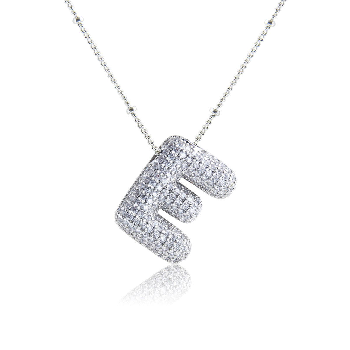 Elegant Zircon Letter Pendant Necklace - 304 Stainless Steel with Copper Plating