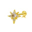 Artistic Star Moon Rose Gold Plated Stainless Steel Lip Rings with Zircon Crown Studs