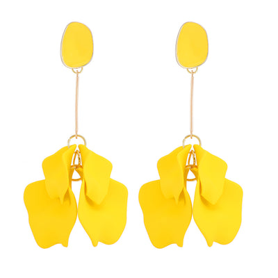 1 Pair Elegant Acrylic Flower Petal Tassel Drop Earrings for Weddings