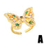 Hip-Hop Butterfly Gold Plated Zircon Adjustable Ring