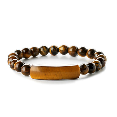 Retro Geometric Natural Stone Beaded Bracelet with Agate and Tiger Eye