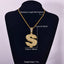 Hip-Hop Rhinestone Letter Pendant Necklace with Cuban Chain Set