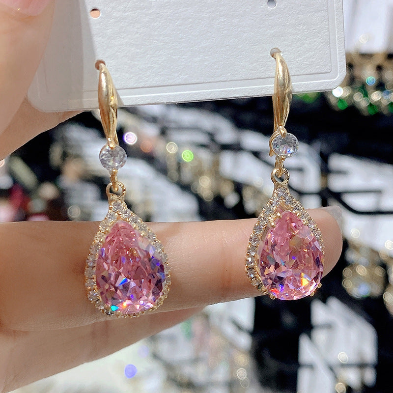 Luxurious Water Droplet Rhinestone Alloy Drop Earrings - Fashion Vintage Style 2022