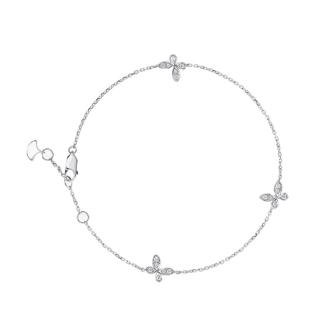 Sweet Shiny Butterfly Sterling Silver Moissanite Bracelet