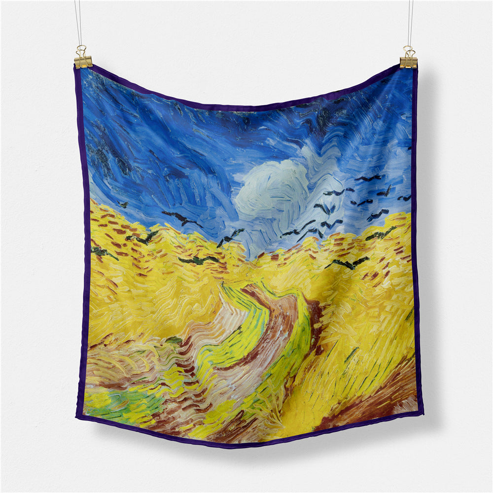 Van Gogh Sunflower Twill Silk Square Scarf