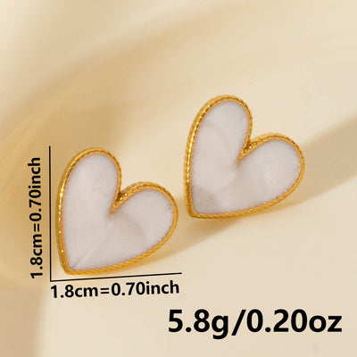 1 Pair Elegant Heart Shape 304 Stainless Steel Ear Studs