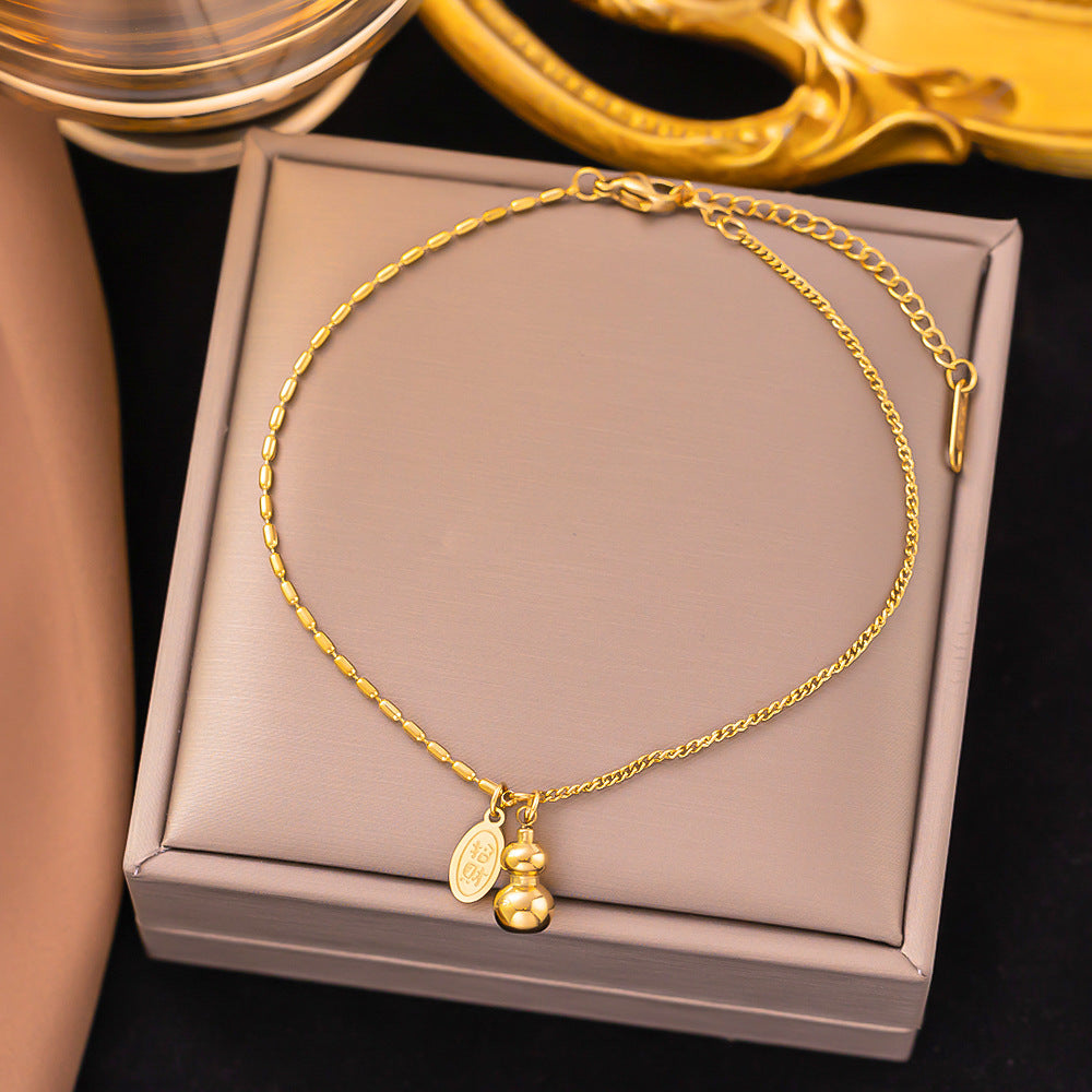 Casual Minimalist 18K Gold Plated Stainless Steel Women's Anklet