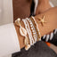 Bohemian Geometric Starfish Shell Beaded Knitting Women's Bracelet Set