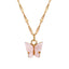 European Acrylic Butterfly Pendant Necklace with Creative Pearl Clavicle Chain