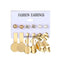 New Inlaid Pearl Gold Hoop Earring Set - 9 Pieces