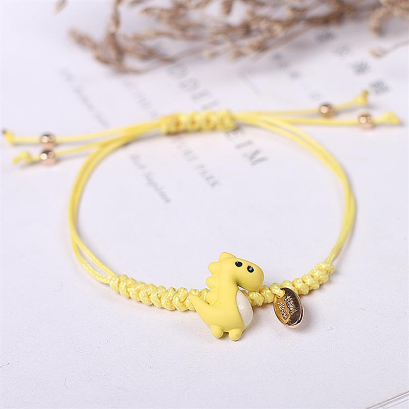 Simple Style Animal Alloy Rope Bracelet - Korean Couple Dinosaur Design, Hand-Woven Red Rope for Women and Students, Cute Gift