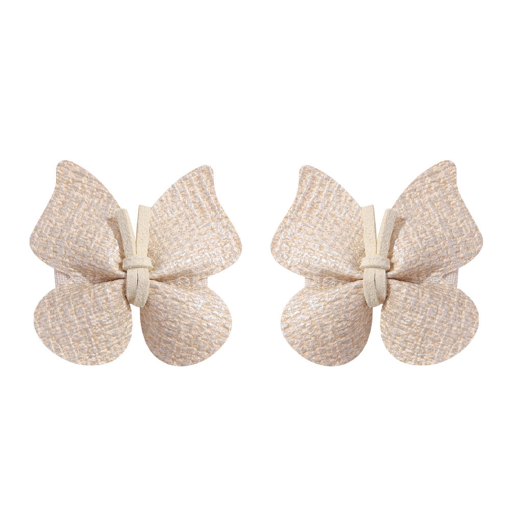 Retro Butterfly PU Leather Hair Clip - Handmade Luxury Hairpin and Baby Headwear