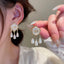 Retro C Shape Titanium Steel Inlay Artificial Pearls Ear Studs 1 Pair