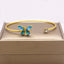 Pastoral Flower Blue Butterfly Adjustable Alloy Bangle Bracelet