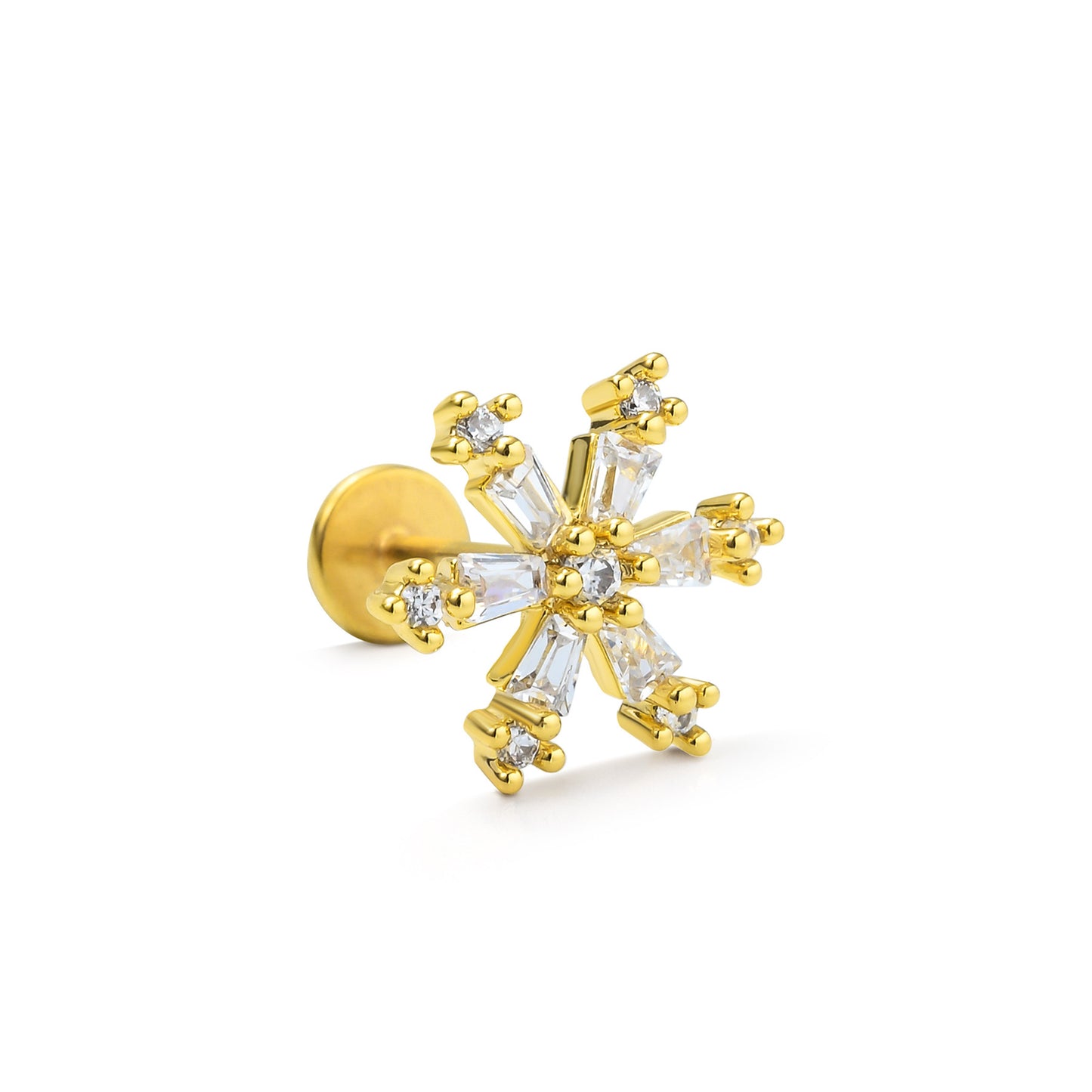 18k Gold Plated Flower Lizard Butterfly Zircon Lip Stud Earrings