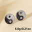 Vintage 304 Stainless Steel Tai Chi Stud Earrings - Irregular Chinese Retro Design