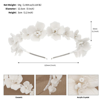 Elegant Retro Ceramic Flower Bridal Hairband