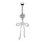 Elegant Bow Knot Belly Ring - 316 Stainless Steel with Rhinestones and Gold Plating