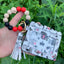 Fashion Leopard Silicone Beaded Keychain Bracelet with Tassel Wallet