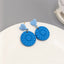 Klein Blue C Shape Alloy Stud Earrings - Niche Simple Design Korean Style for Women
