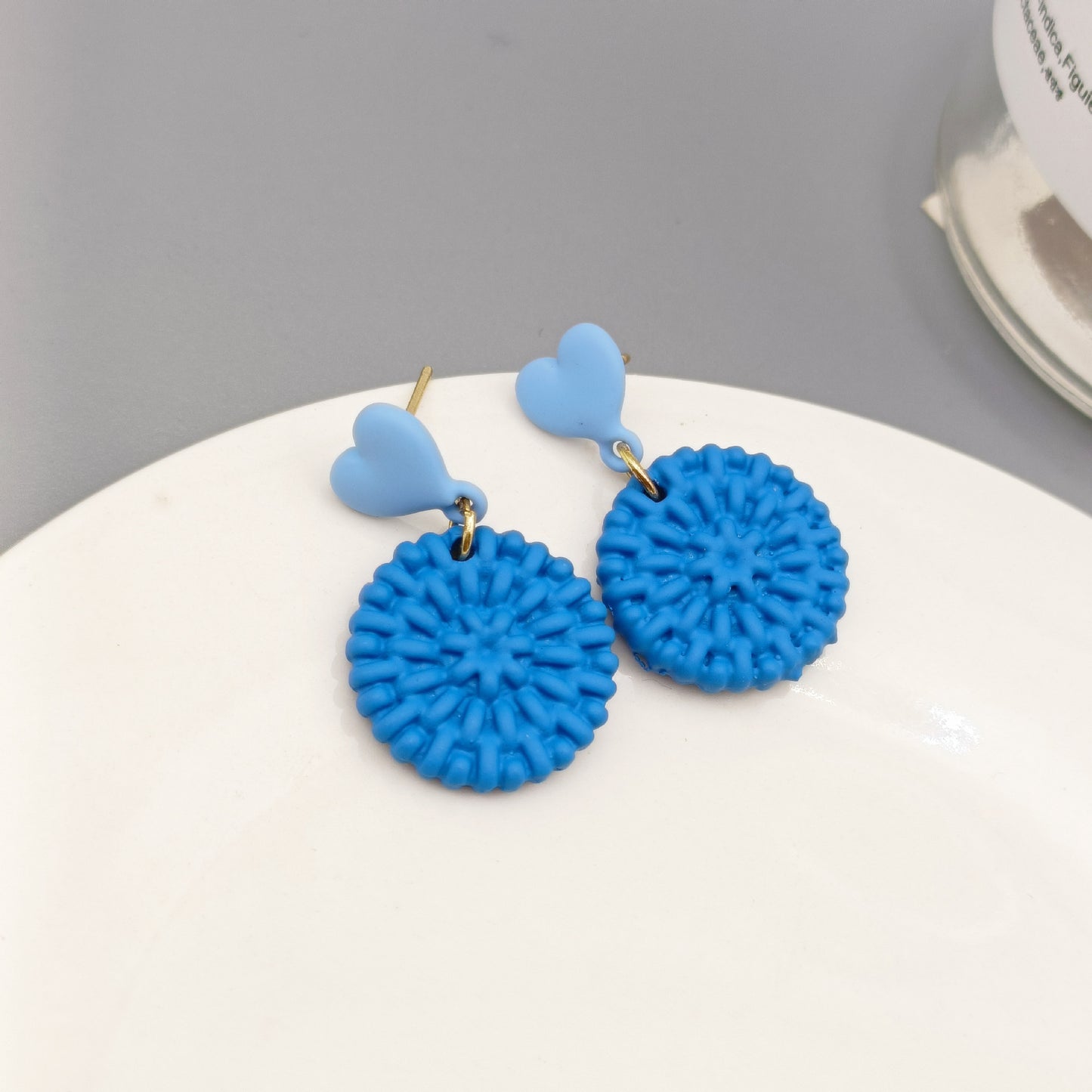 Klein Blue C Shape Alloy Stud Earrings - Niche Simple Design Korean Style for Women