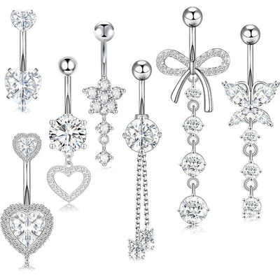 1 Piece Belly Rings Simple Style Heart Shape Butterfly 316 Stainless Steel  Inlay Zircon Belly Rings