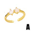 Simple Asymmetrical Irregular Gold Plated Zircon Open Ring for Women