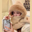 Women's Adorable Solid Color Woolen Scarf, Hat, and Gloves Set with Bear Design