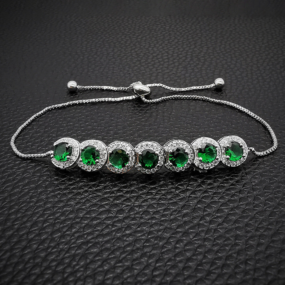 Fashion Adjustable Emerald Zircon Crystal Inlay Women's Bracelet