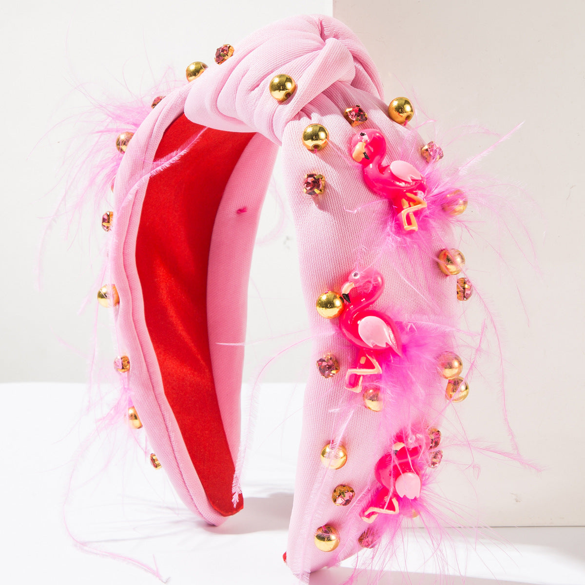 Women's Flamingo Feather Rhinestone Beaded Hairband