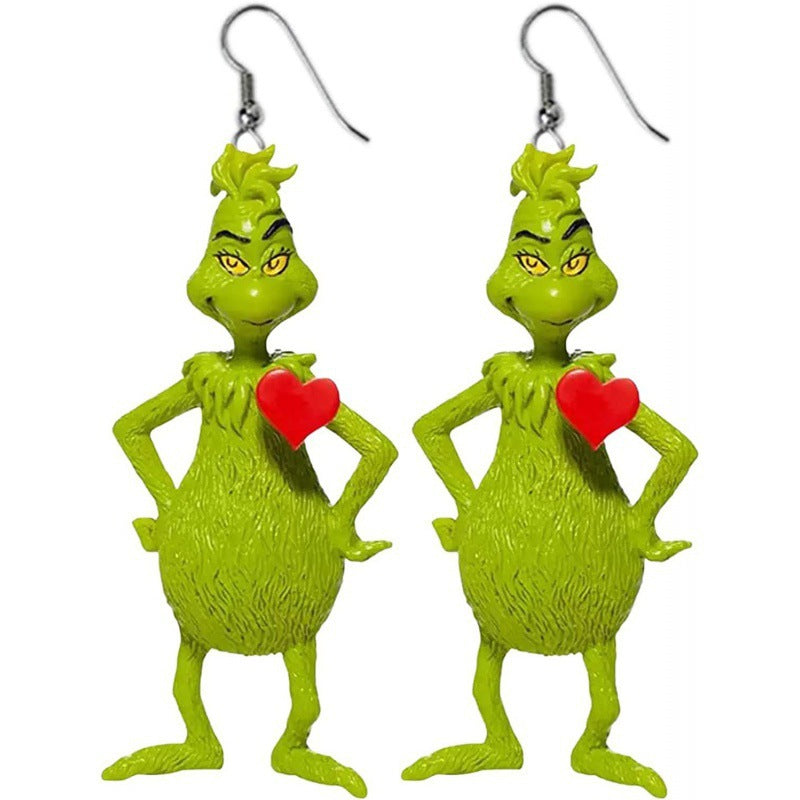 Cartoon Character Grinch Christmas Acrylic Drop Earrings