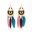 Ethnic Triangle Feather Tassel Earrings for Women - Bohemian Style Long Dangle Jewelry