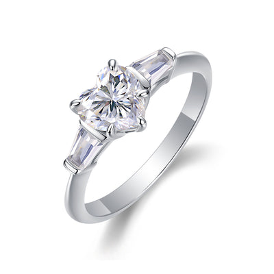 Sterling Silver Moissanite Heart Ring