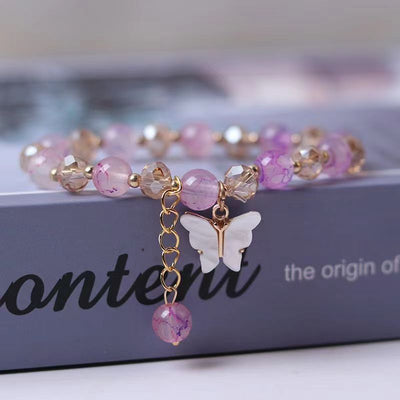 Sweet Butterfly Crystal Beaded Bracelets for Girls - Graduation Gift Jewelry