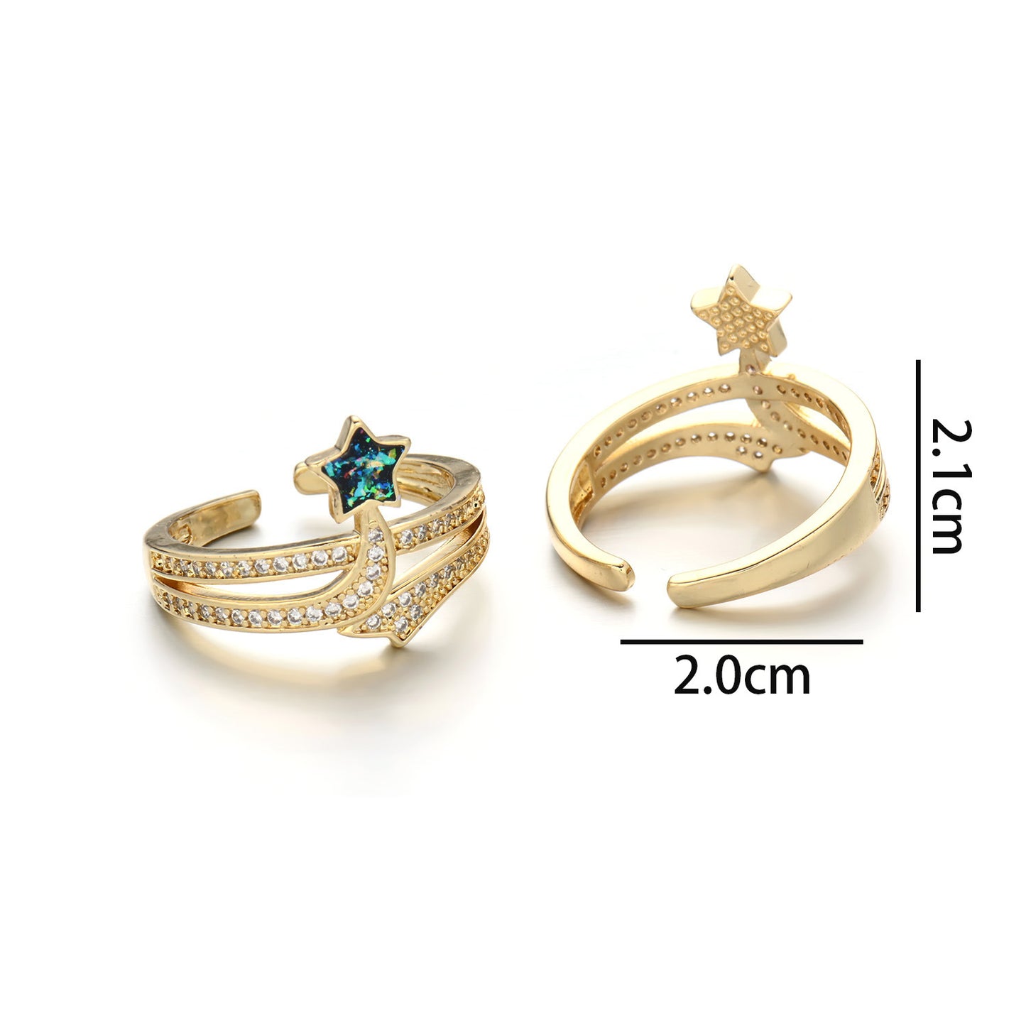 18K Gold Plated Copper Star Zircon Rings - Minimalist Vintage Style Couples Jewelry