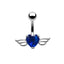 Heart Wing Zircon Navel Ring - Stainless Steel & Gold/Silver Plated