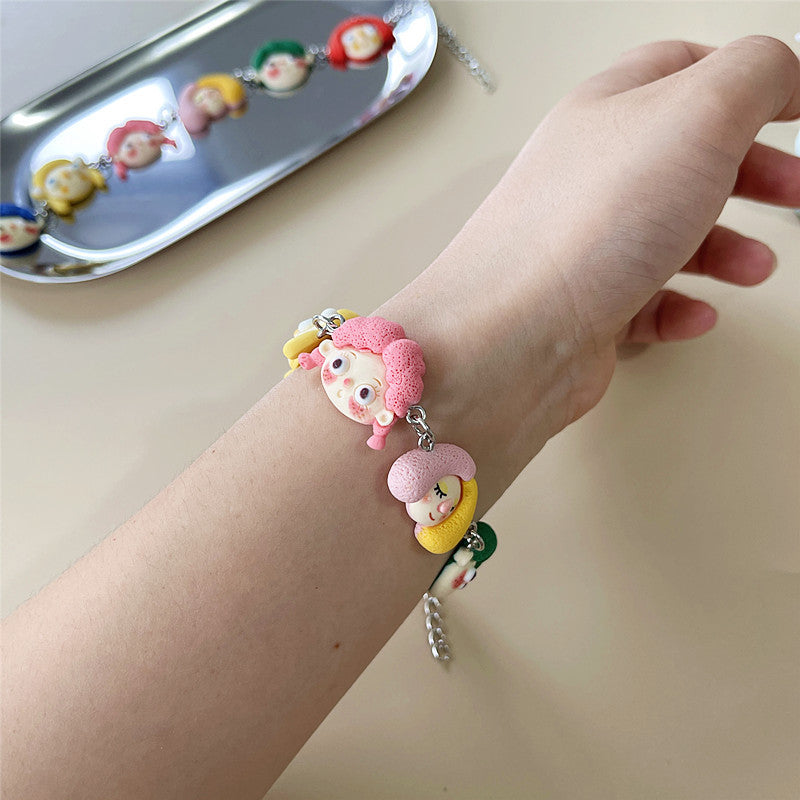 Cute Cartoon Resin Bracelet - Japanese Harajuku Style 3D Noodle Head Design