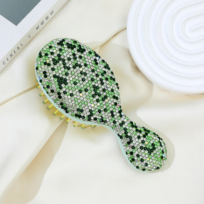 Simple Classic Solid Color Resin Diamond-Encrusted Mini Massage Comb