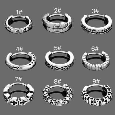 1 Piece Hip-Hop Vintage Style Cross Skull Polishing 316 Stainless Steel  Earrings