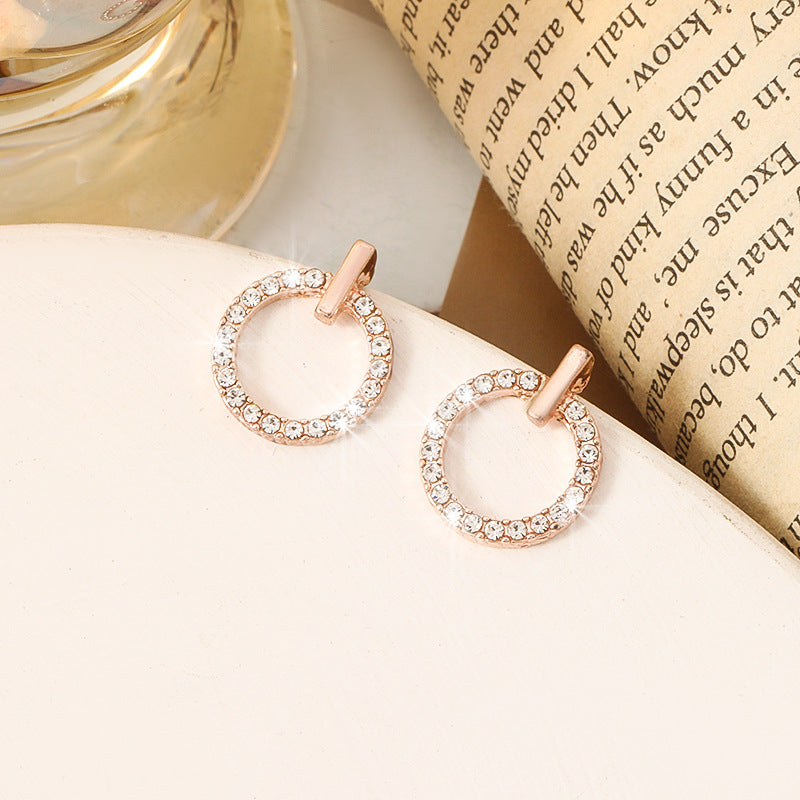 S925 Sterling Silver Stud Earrings Korean Stylish And Simple Personality Temperament Star Same Style Trendy Jewelry Circle Zircon Earrings